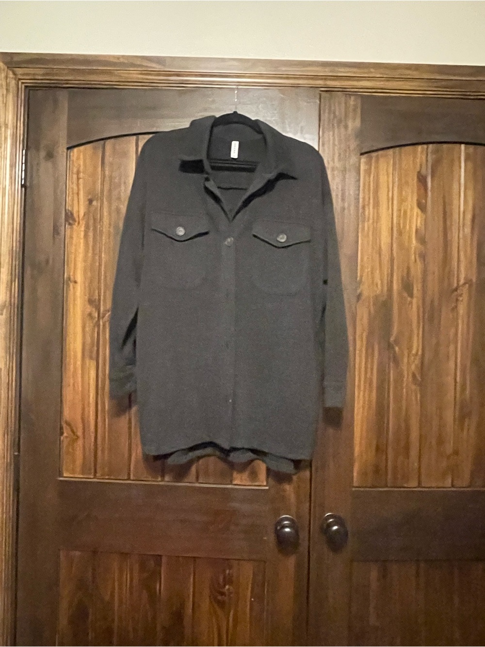 Zenana Outfitters Dark Charcoal Button-Up Shirt Jacket